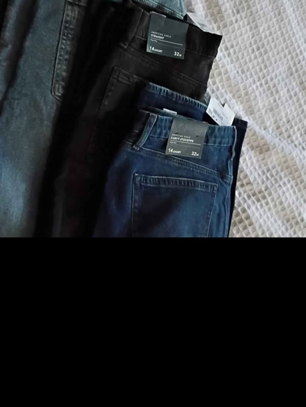 American Eagle Outfitters Women’s Straight Leg Jeans - Black & Dark Blue